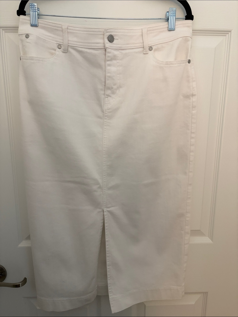 Classic Talbots White Women's Denim Skirt - Clean Front Slit